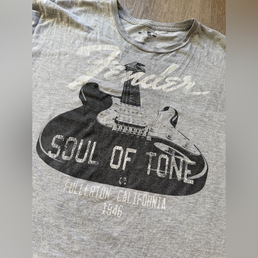 Fender Soul of Tone Guitar Graphic Band Tee Gray Vintage Retro Style Men’s XXL - Picture 4 of 10